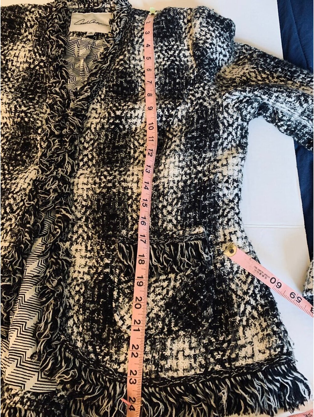 Carol Anderson by Invitation Women’s Tweed Fringe Blazer Size 10 Black - Picture 5 of 8